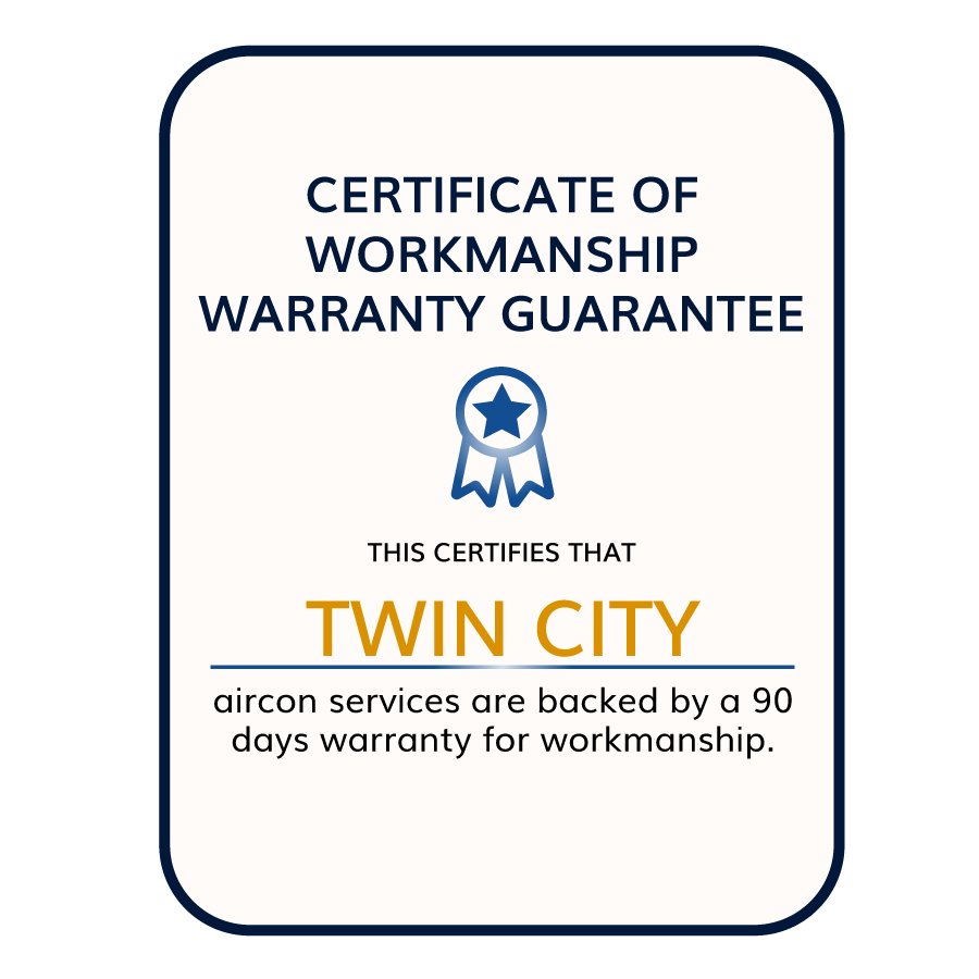 Twin City Certificate of Workmanship Warranty Guarantee